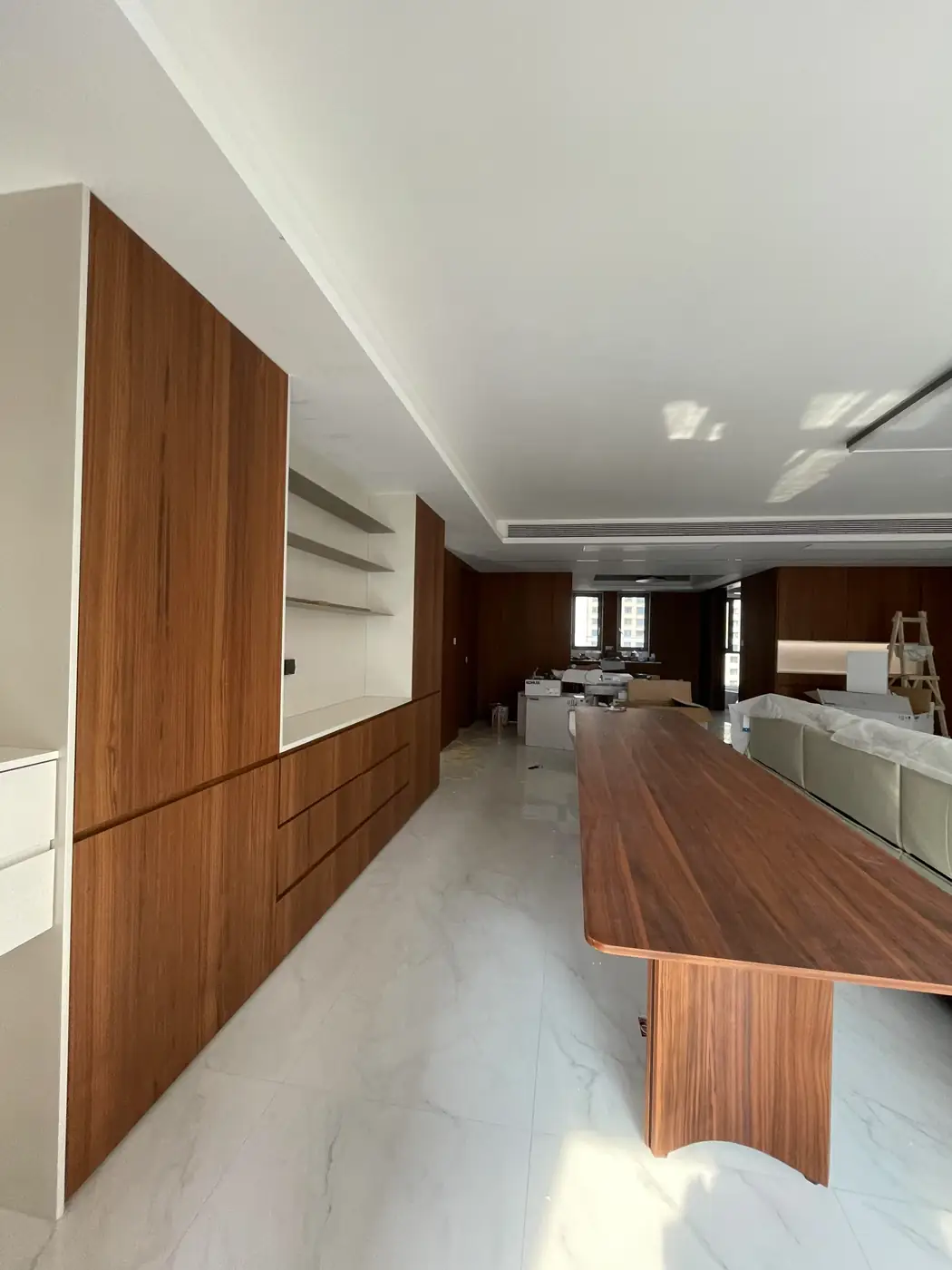 雁塔区曲江中海紫御华府170㎡实木多层贴黑胡桃木皮全屋定制图片5